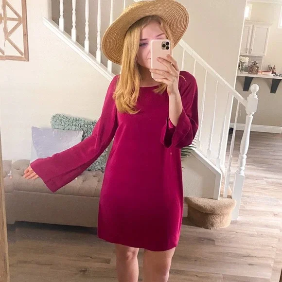 Elizabeth and James Dresses | Elizabeth and James Long Sleeve Bell Sleeve Shift Dress Pink New with Tag | Color: Pink | Size: S | Officialchanel's